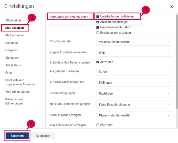 Anleitung zum Aktivieren von Unterhaltungen