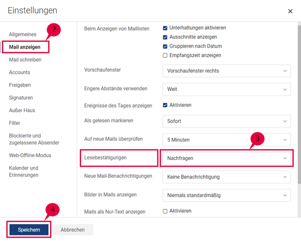 Anleitung zum Aktivieren der Lesebestätigung