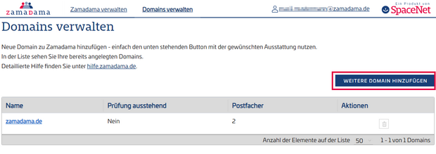 Anleitung zum Hinzufügen einer weiteren Domain