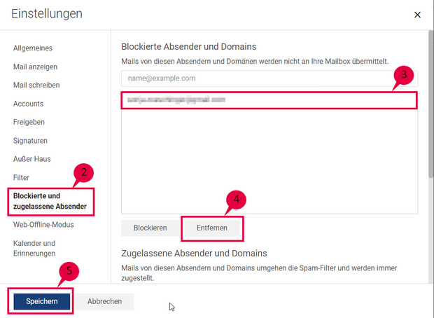 Schritt-für-Schritt-Anleitung zum Entfernen von blockierten Absendern