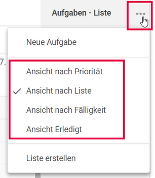 Aufgaben Ansicht