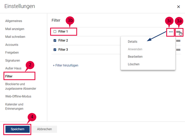 Schritt-für-Schritt-Anleitung zur Verwaltung des Filters