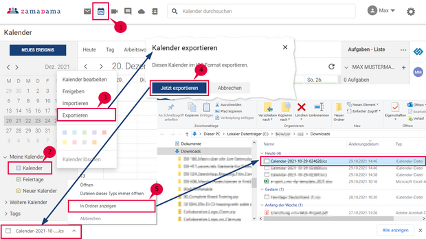 Anleitung zum Exportieren des Kalenders