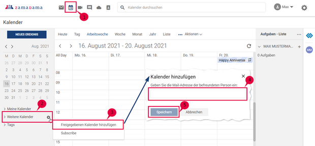 Anleitung zur Freigabe des Kalenders