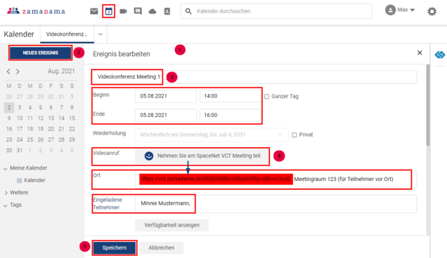 Anleitung zum erstellen eines Meetings