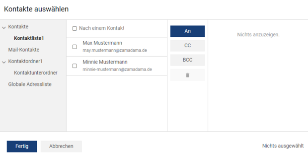 Übersicht der Kontakte